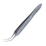 Utrata Capsulorhexis Forceps, Fine Angled Sharp Tips, 12mm Angled Shafts, Iris Stop, Flat Handle, Dull Finish, Overall Length 3-1/4" (80mm) E2002 S,08-01423,2199E,08-01423,E2002 S