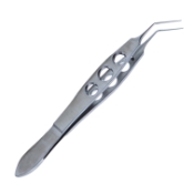 Utrata Capsulorhexis Forceps, Angled, Long Extremely Thin Shafts, 11mm From Bend To Tip, Small Bent Tips, Three Hole Handle, Overall Length 4" (100mm) 1567933,11/6/6192,K5-5081,08-01413