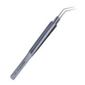 Utrata Capsulorhexis Forceps, Angled, Longitudinal Grooves, Long Extremely Thin Shafts, 11mm From Bend To Tip, Small Bent Tips, Round Handle, Overall Length 4" (100mm) 1568298,11/6/6193,K5-5082