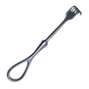 Volkmann Finger Retractor, 4 Prongs, Sharp, Fenestrated Ring Handle, Overall Length 4-1/2" (114mm) 