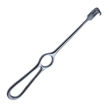 Volkmann Retractor, 3 Prongs, Sharp, 13mm Wide x 10mm Deep, Ring Handle, Overall Length 8-1/2" (216mm) 