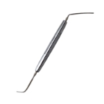 Wheeler Cyclodialysis Spatula, Double Ended, 1.75mm x 30mm Sterling Silver Blades, One Blade Strongly Curved, Other Anged, Serrated Flat Handle, Polished Finish, Overall Length 5-1/2" (139mm)  E0724 M,E0724 M