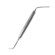 Wheeler Cyclodialysis Spatula, Double Ended, 1.75mm x 30mm Sterling Silver Blades, One Blade Strongly Curved, Other Anged, Serrated Flat Handle, Polished Finish, Overall Length 5-1/2" (139mm)  E0724 M,E0724 M
