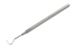 Culler Rectus Muscle Hook, Flattened 10mm Hook, Angled Tip, Serrated Flat Handle, Polished Finish, Overall Length 4-13/16" (122mm) E0582,3244E,E0582