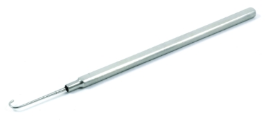 Hardesty Tenotomy Hook, Curved 5mm Hook, Markings 14mm 20mm From Tip, Serrated Flat Handle, Polished Finish, Overall Length 4-7/8" (124mm) E0602,3676E,E0602