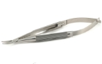 Troutman Needle Holder, Gently Curved, Medium 10mm Jaws, With Lock, Medium Round Handle, Longitudinal Serrated Grip, Dull Finish, Overall Length 4-3/4" (122mm) E3839 X,4496E,E3839 X