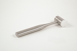 Combination Mallet #4 Medium With One Replaceable Nylon Cap And One Solid Stainless Side, It Has A Cylinder Shaped Head  