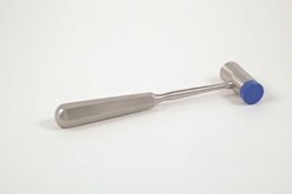 Combination Mallet #8 Small With One Replaceable Blue Nylon Cap And One Solid Stainless Side, It Has A Cylinder Shaped Head  