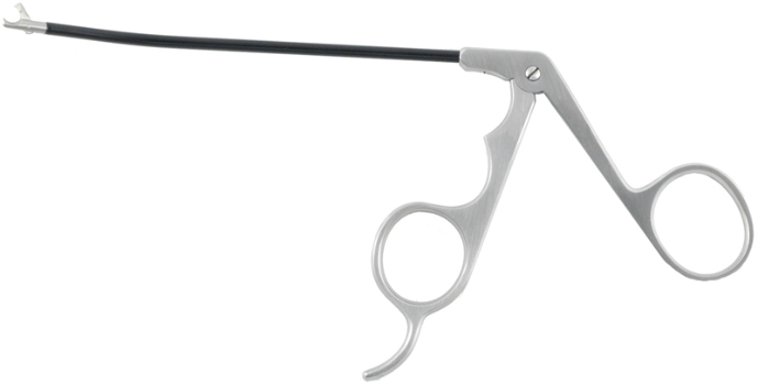 Hook Scissors, Insulated, Curved Left 30 Degrees, Shaft Diameter 3.4mm, Working Length 5" (128mm), Overall Length 8-5/8" (218mm) 