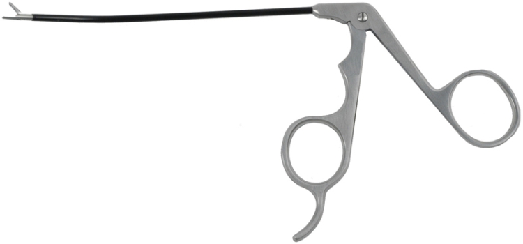 Grasping Forceps, Curved Left 30 Degrees, 2.7mm Shaft Diameter, Insulated, Working Length 5-1/8" (130mm), Overall Length 8-1/2" (217mm) 