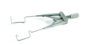 Lieberman Open Wire Speculum, 17mm Blades, Adjustable Lid Tension, Thumb Screw Control, Straight Shaft, 50mm Spread, Overall Length 3-3/8" (84mm) 1196657,May-76,E4065