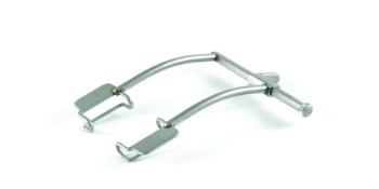 Wiener Eye Speculum, Fenestrated 14mm Blades, 22mm Spread, Wide Extension Of Blade For Lid Protection, Self-Locking Mechanism, Dull Finish, Overall Length 3-1/4" (82mm) 1209440,11-May,E4100