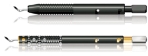 Cataract Diamond Knife (Black CVD Diamond Blade) On A Black Gold Titanium Handle, 2.8mm 90 Degrees Spear Angled Dop J-Slot Bayonet Handle Design, Blade Dimensions 2.8mm Wide By 0.17mm Thick By 6mm Long 