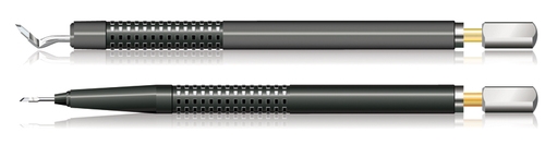 Cataract Diamond Knife Black Gold Titanium Handle, 2mm 19 Facet Crescent Tunnel Knife Angled Dop Push Pen Handle Design, Blade Dimensions 2mm Wide By 0.17mm Thick By 6mm Long 