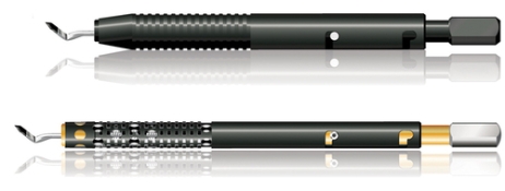 Cataract Diamond Knife (Black CVD Diamond Blade) On A Black Gold Titanium Handle, 2.8mm 90 Degrees Spear Angled Dop J-Slot Bayonet Handle Design, Blade Dimensions 2.8mm Wide By 0.17mm Thick By 6mm Long 