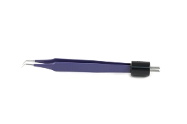 Jewelers Style Bipolar Forceps, Insulated, Angled 45 Degrees, 0.4mm Tip, 10mm High Polish Area, Overall Length 4" (102mm) 