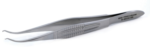 University Of Kansas Corneal Forceps, Colibri Style, 7mm Tying Platform, 0.25mm, 2 x 2 Teeth Set At 45 Degrees, Serrated Handle, Polished Finish, Overall Length 4-3/8" (110mm) E3203 25,E320325