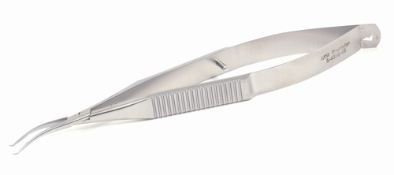 Maumenee Corneal Forceps, Colibri Style, 0.1mm, 1 x 2 Teeth Set At 45 Degrees, 5mm Tying Platform, Serrated Cross Action Handle, Polished Finish, Overall Length 4-3/4" (121mm) E3207 45,08-01270,2231E,08-01270,E3207 45