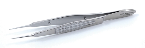 Sanders-Castroviejo Suturing Forceps, Straight, Heavy Shafts, 0.12mm Teeth, 5.5mm Tying Platform, Serrated Wide Handle, Polished Finish, Overall Length 4-1/4" (110mm) E1796S,2254E,E1796S
